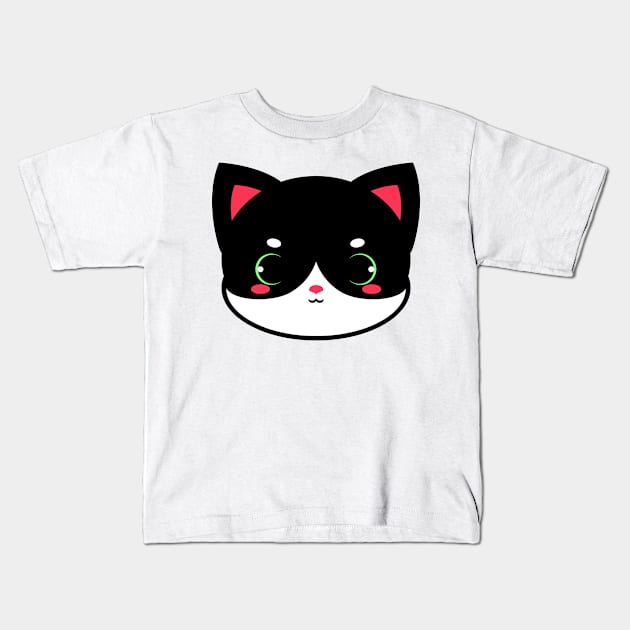 Cute Tuxedo Cat Kids T-Shirt by alien3287